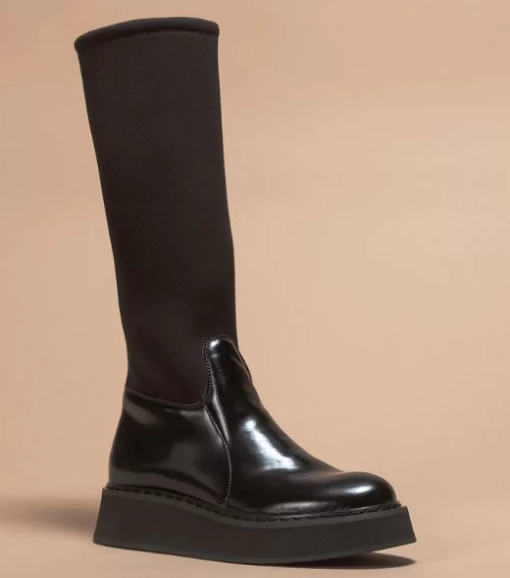 Woman O2monde Shoes | Aja Neoprene Stretch Boot Black