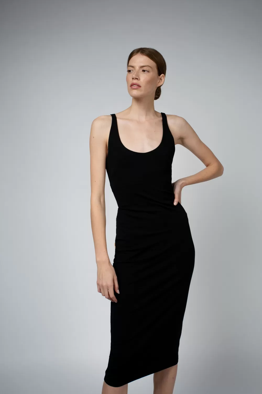 Woman Santicler Dresses | Astrid Organic Cotton Dress With Built In Bra In Black