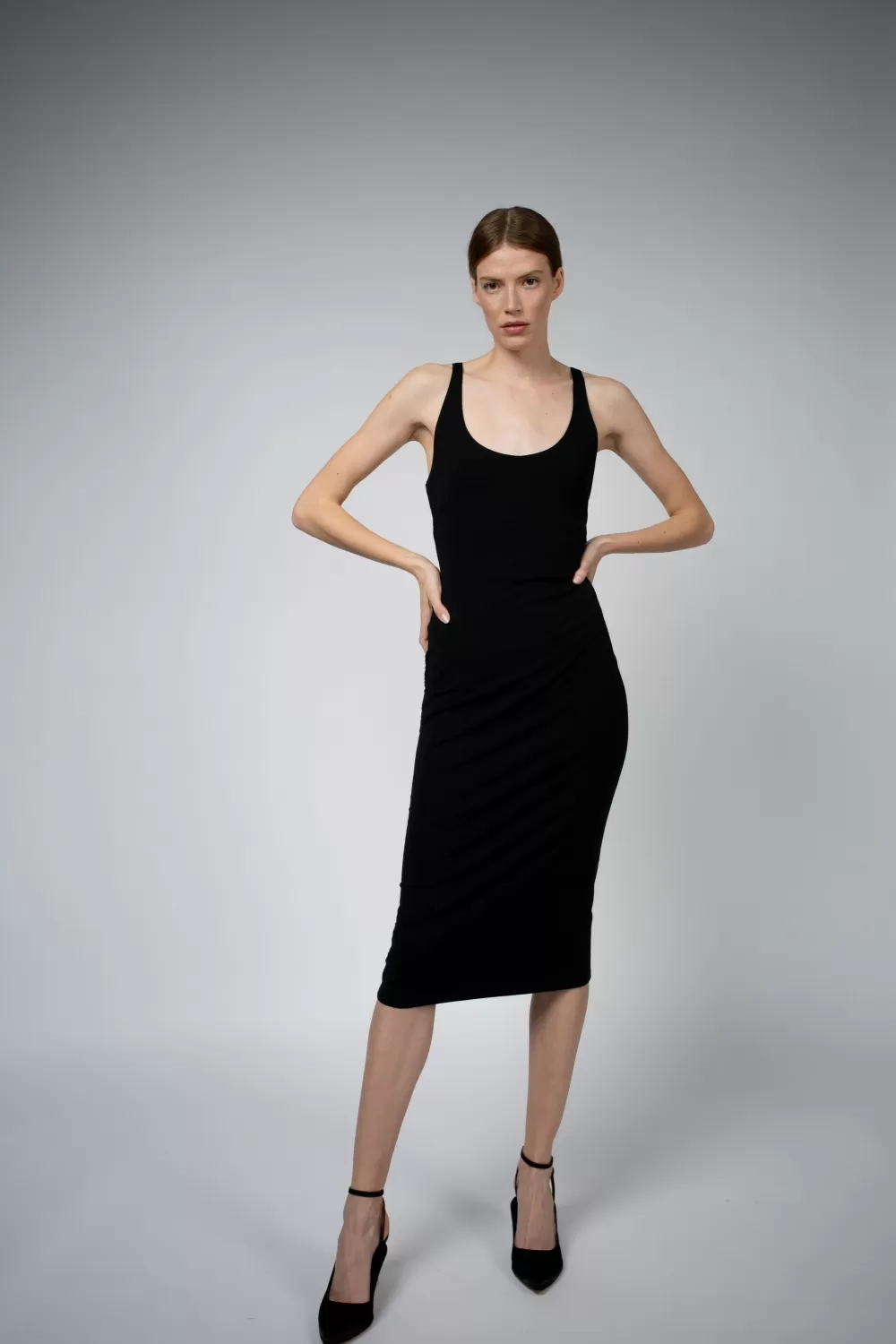 Woman Santicler Dresses | Astrid Organic Cotton Dress With Built In Bra In Black