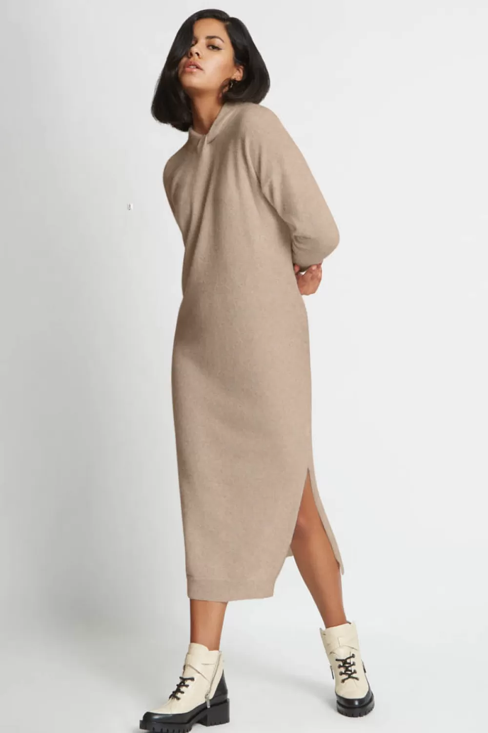 Woman Santicler Dresses | Blair Sweater Dress In Fawn