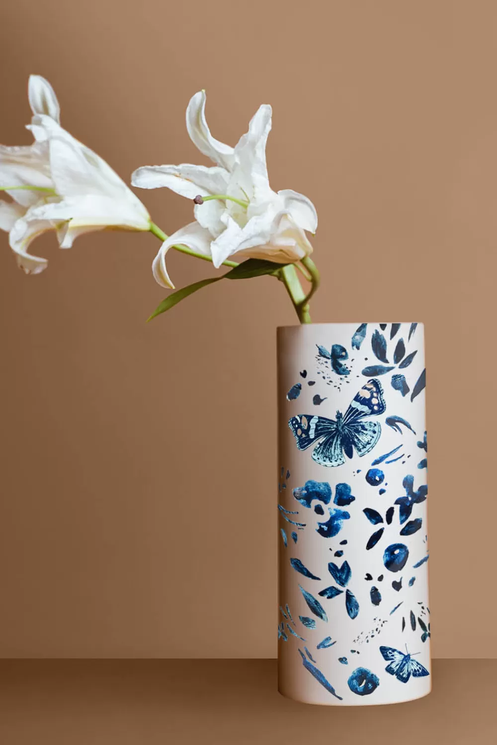 Woman Alepel Furniture | Denim Butterfly Beige Vase