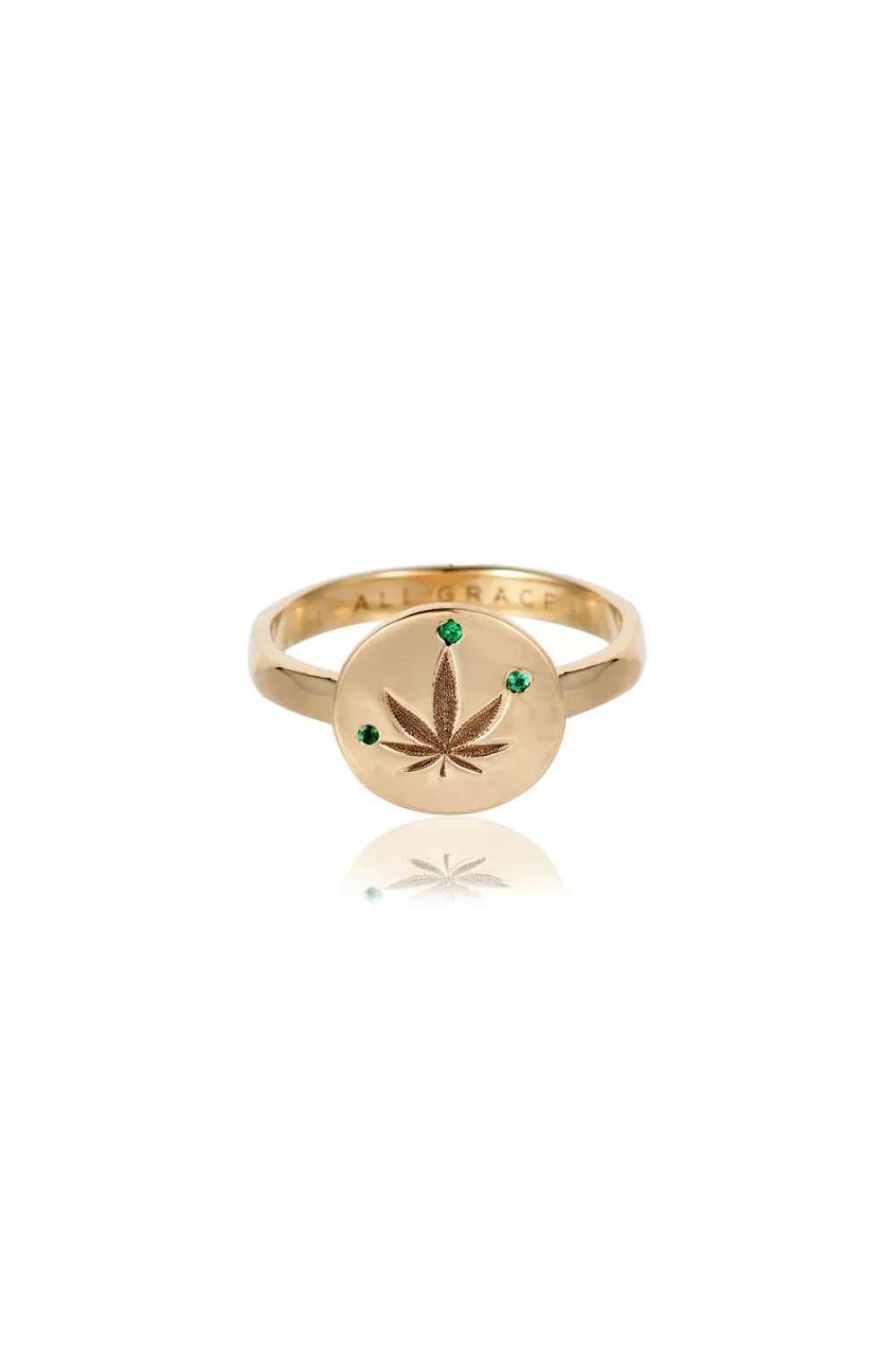 Woman Ali Grace Fine Jewelry | Gold & Emerald Cannabis Leaf Ring