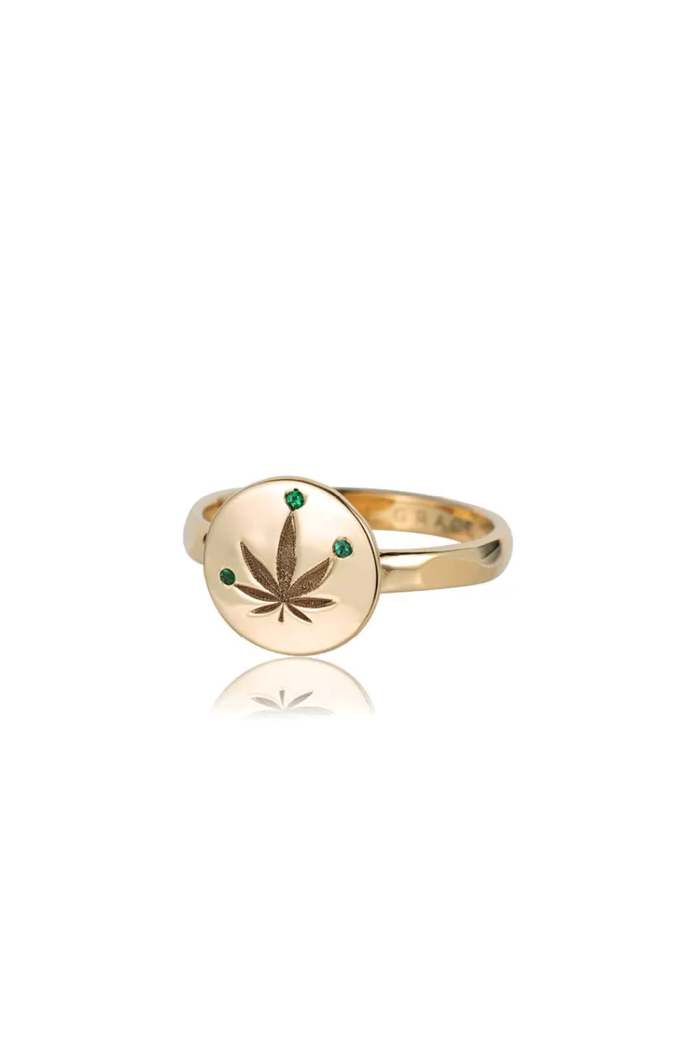 Woman Ali Grace Fine Jewelry | Gold & Emerald Cannabis Leaf Ring