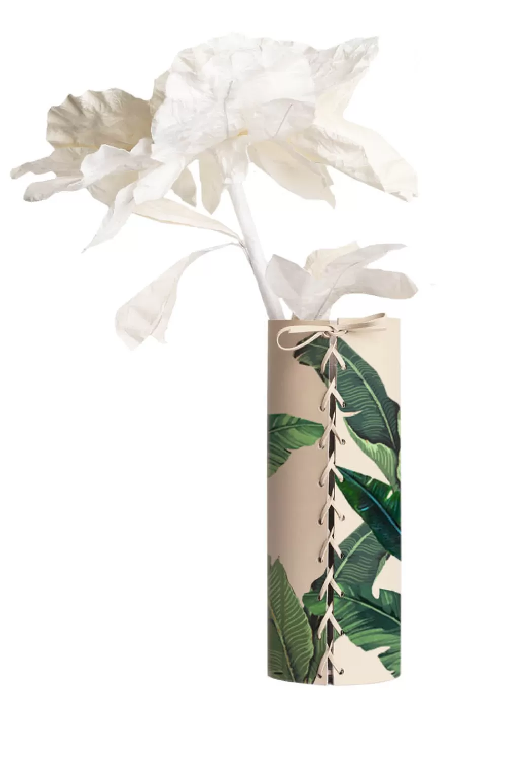 Woman Alepel Furniture | Green Leaves Beige Vase