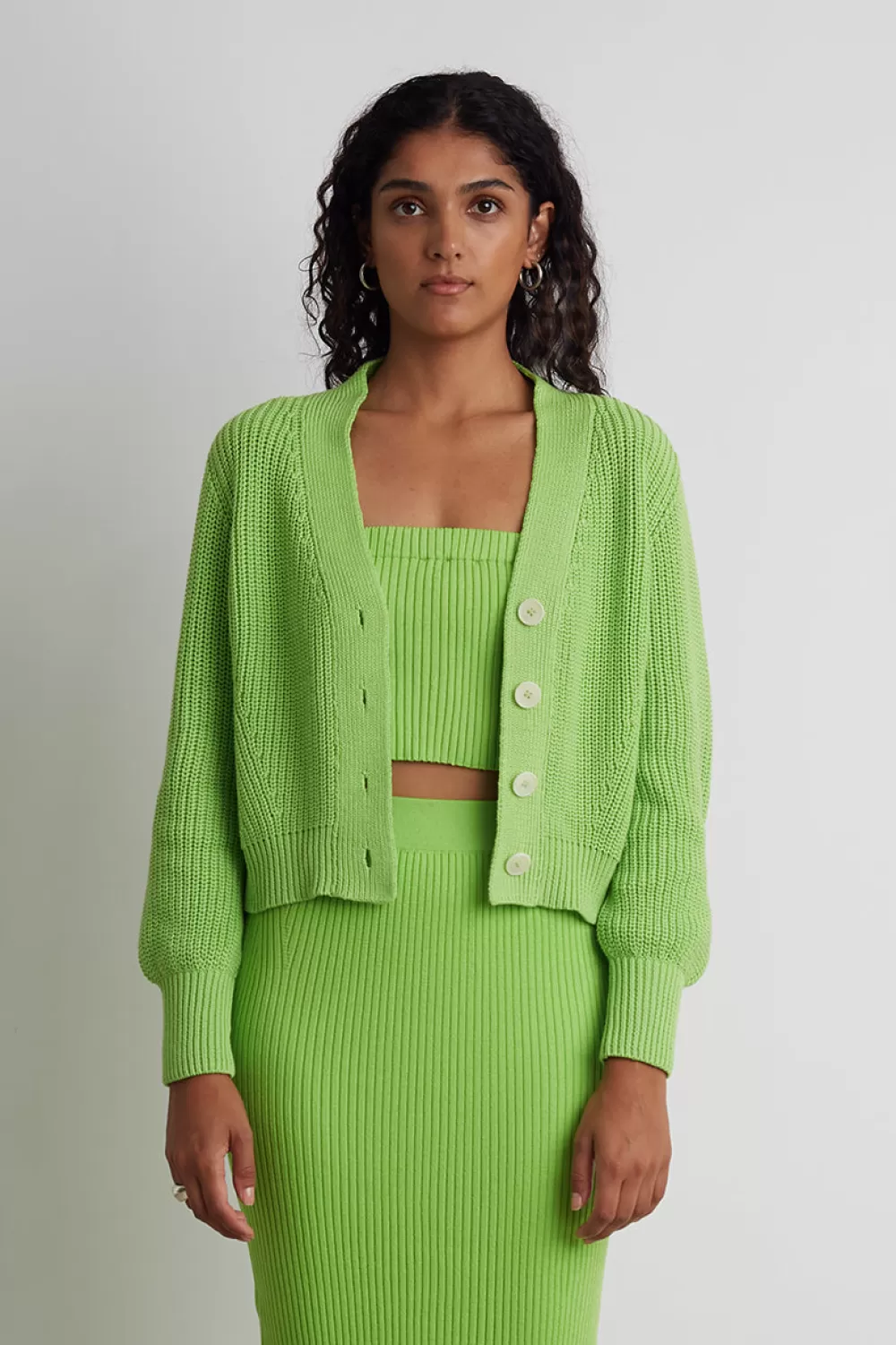 Woman Eleven Six Knitwear | Isla Cardi | Lime