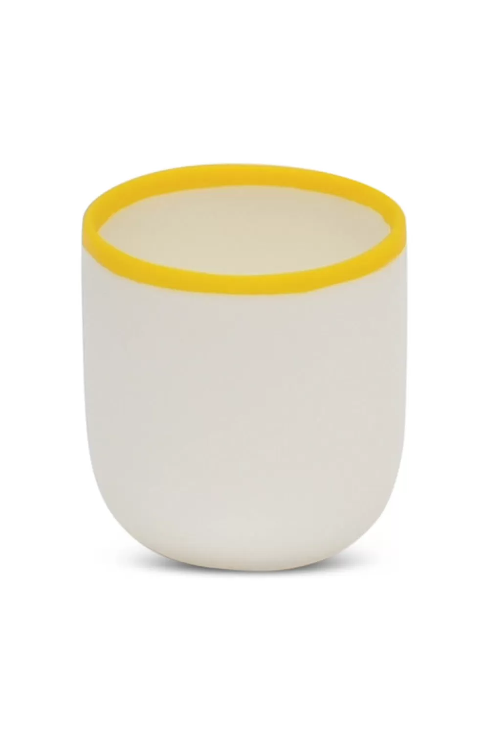 Woman Tina Frey Designs Furniture | Ligne Short Cup In White With Sunshine Yellow Rim