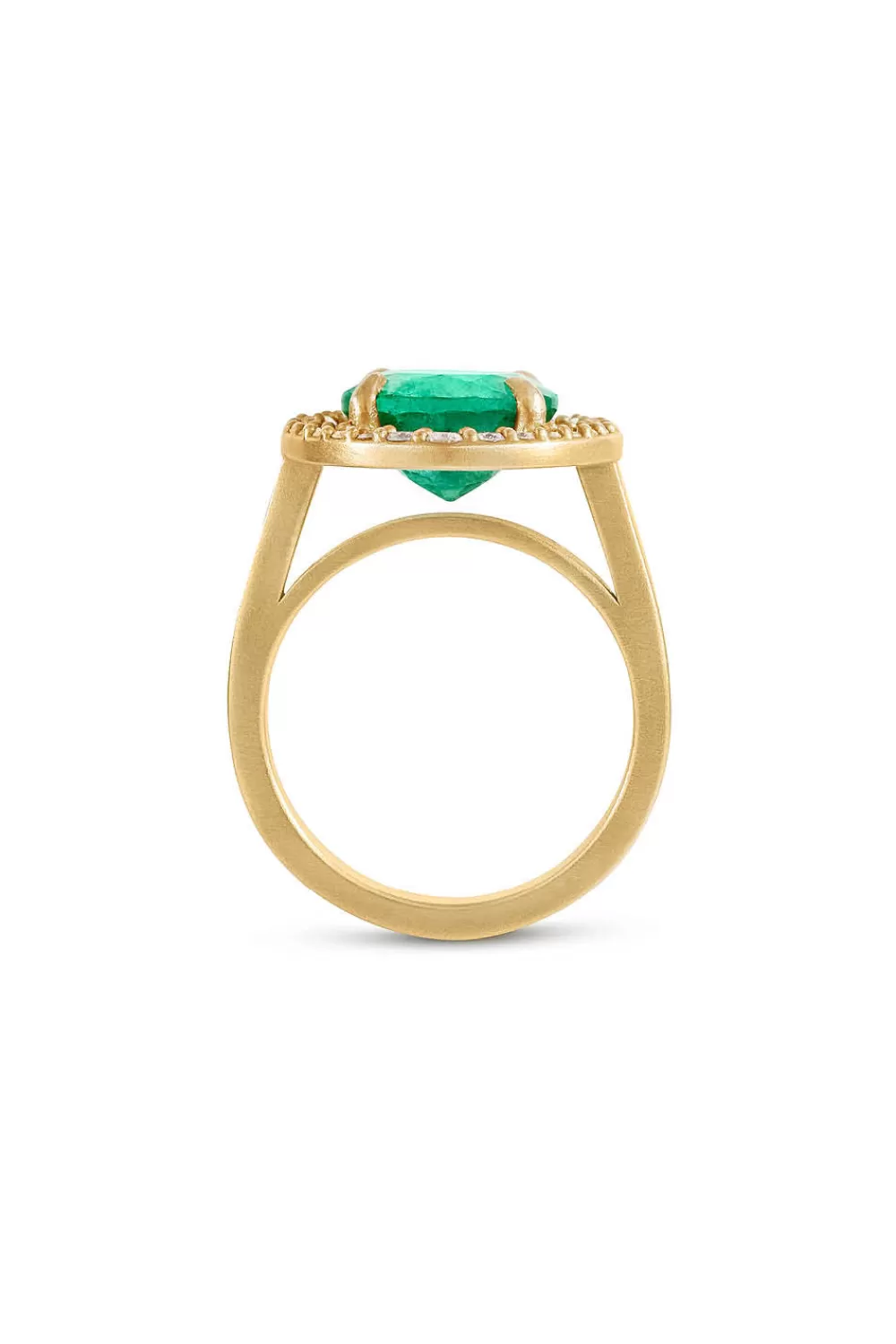 Woman Sandy Leong Fine Jewelry | Emerald Halo Ring
