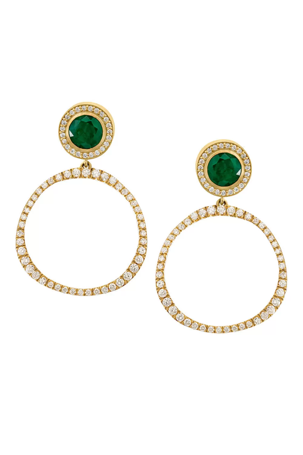Woman Sandy Leong Fine Jewelry | Petite Pave Origin Hoops With Emerald And Diamond Studs