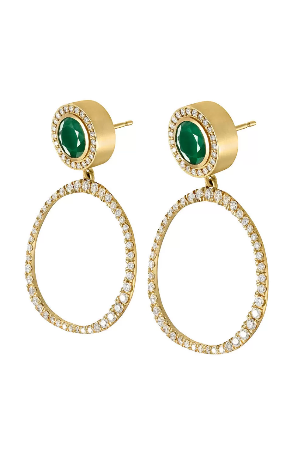 Woman Sandy Leong Fine Jewelry | Petite Pave Origin Hoops With Emerald And Diamond Studs