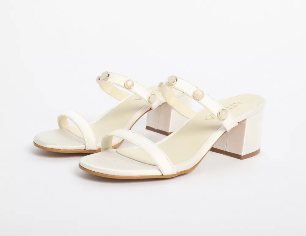 Woman Astara Shoes | Selene Moonstone Ivory Satin Sandal