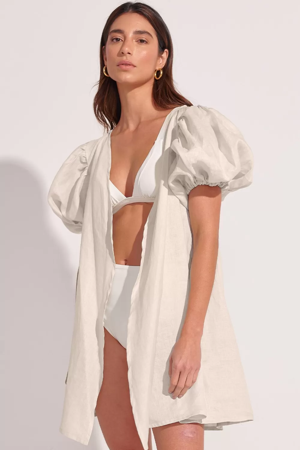 Woman Ancora Beachwear | The Iconic Look Linen Kimono Ivory